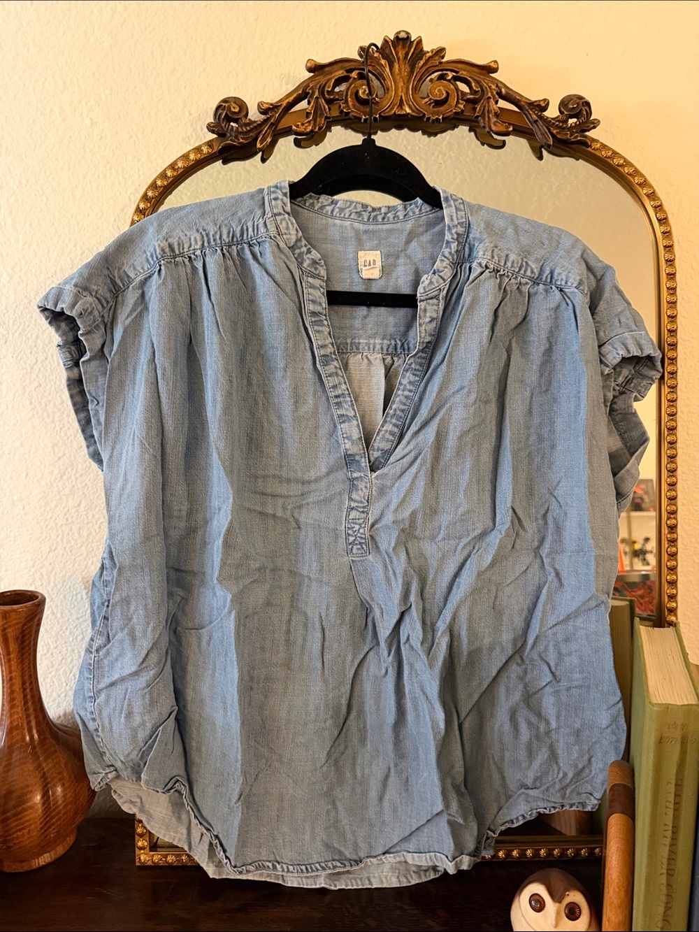 GAP Light Wash Chambray Pullover Tunic Top